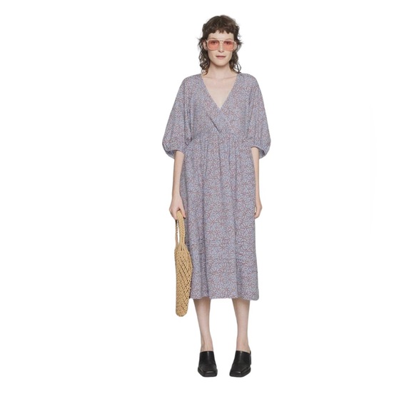 Madewell Mariana Puff Sleeve Midi Dress  In Dream-On Daisies - Picture 3 of 14